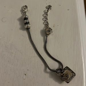 Brighton graduation silver “heart slide” charm bracelet